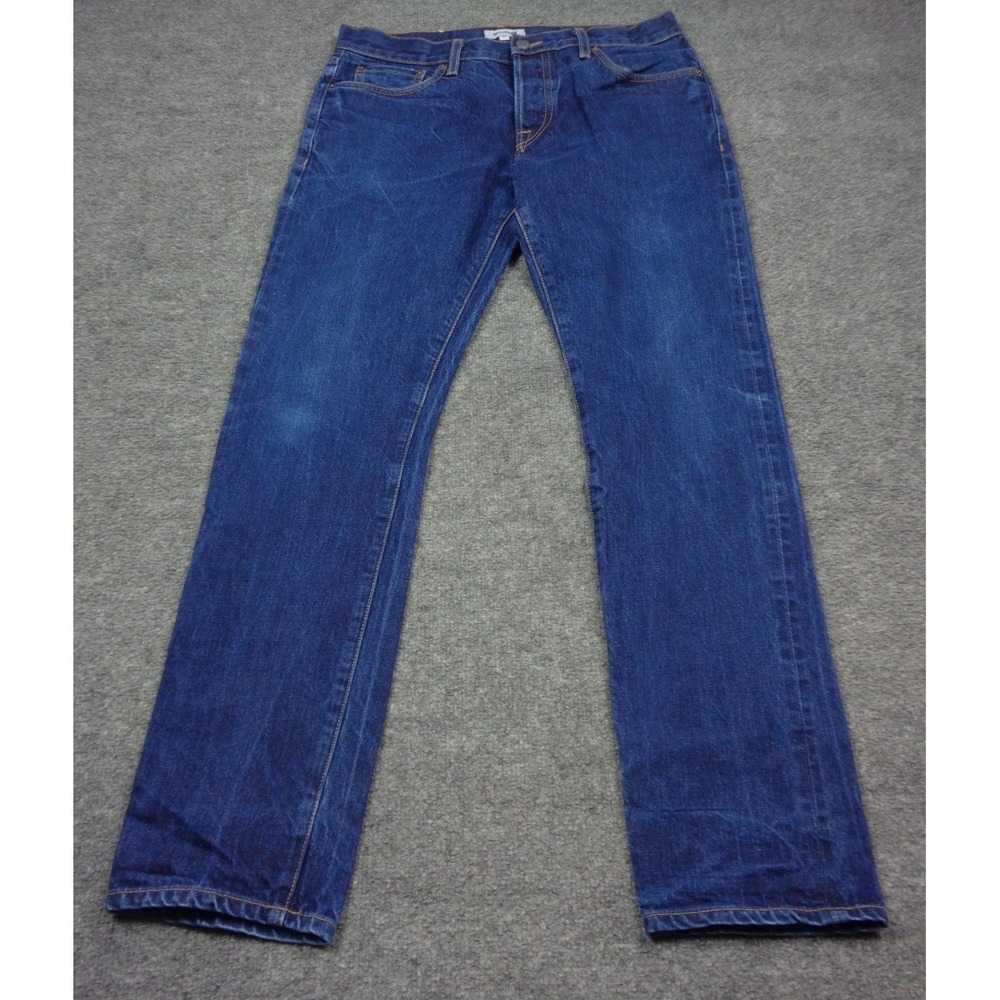 Buck Mason Raw Selvedge Blue Jeans Mens 33 Button Fly Slim Fit American Made